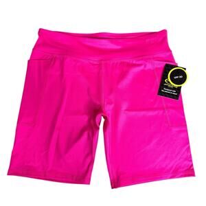 Athletic Works Girl's Active Bike Shorts XXL 18 Electric Pink Pockets